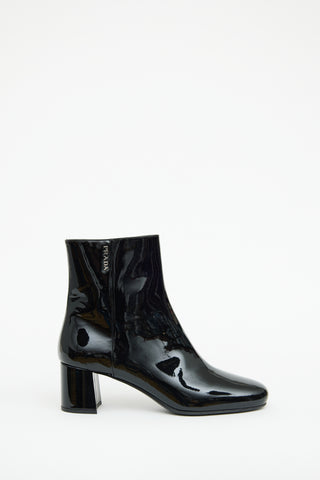 Prada Black Patent Ankle  Boot