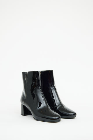 Prada Black Patent Ankle  Boot