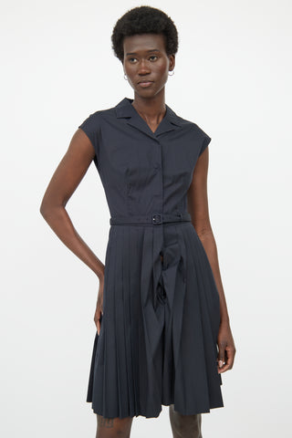 Prada Black Collar Pleated Dress