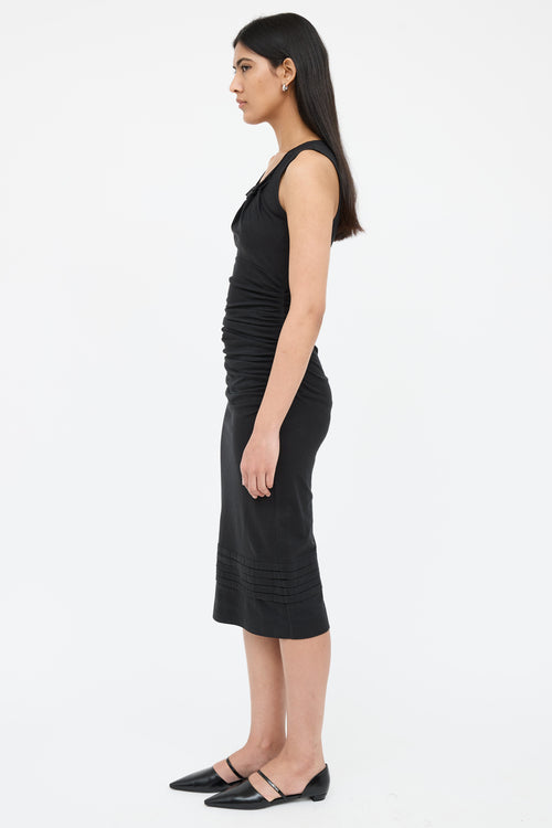 Prada Ruched Cotton Sleeveless Dress