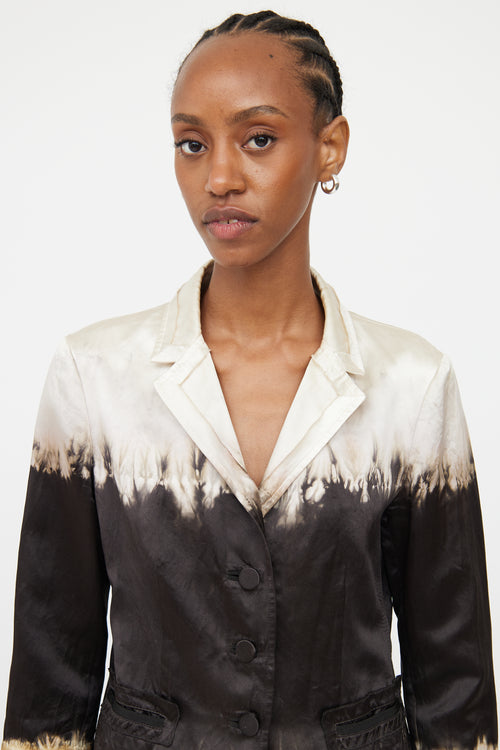 Prada Cream 
Black Silk Tie Dye Blazer