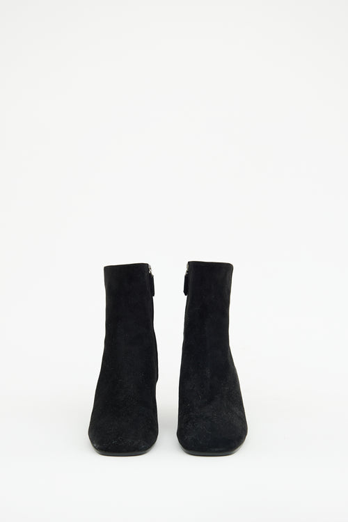 Prada Black Suede Heeled Ankle Boot