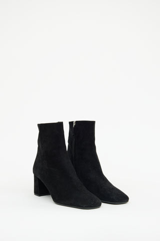 Prada Black Suede Heeled Ankle Boot