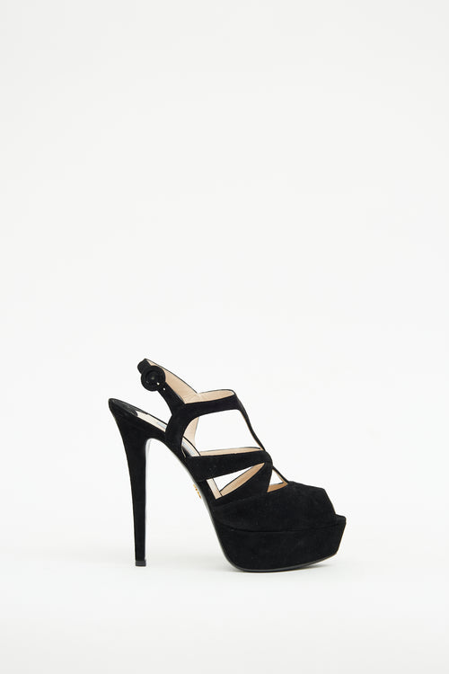 Prada Black Suede Slingback Pump