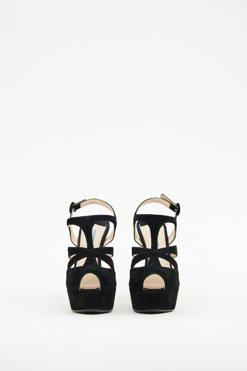 Prada Black Suede Slingback Pump