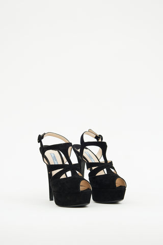 Prada Black Suede Slingback Pump