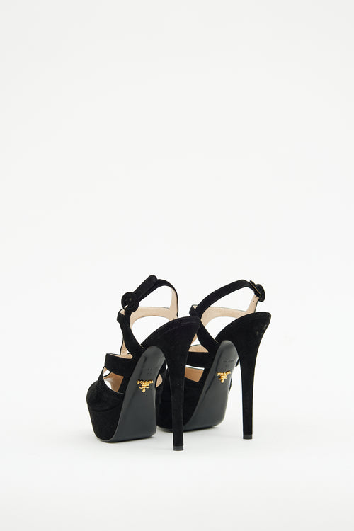 Prada Black Suede Slingback Pump