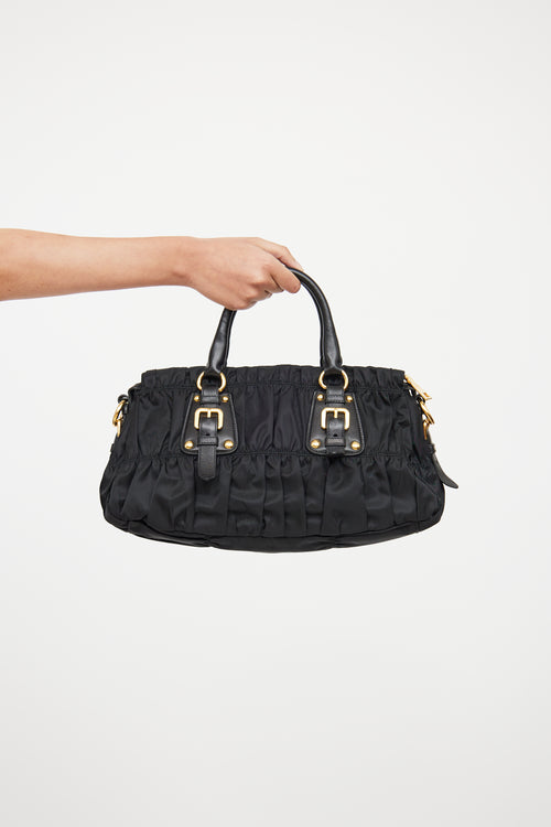 Prada Black Gaufre Tessuto Two-Way Bag