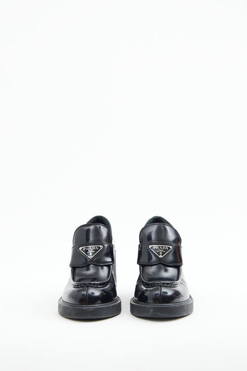 Prada Black Triangle Logo Heeled Loafer