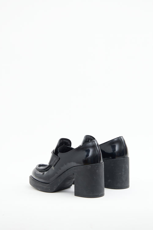 Prada Black Triangle Logo Heeled Loafer