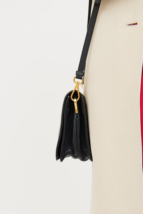 Black Vitello Daino Crossbody Bag