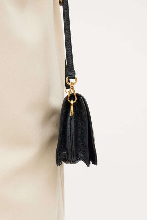 Black Vitello Daino Crossbody Bag