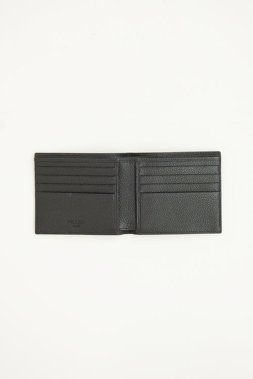 Prada Black Leather Vitello Bi-Fold Wallet