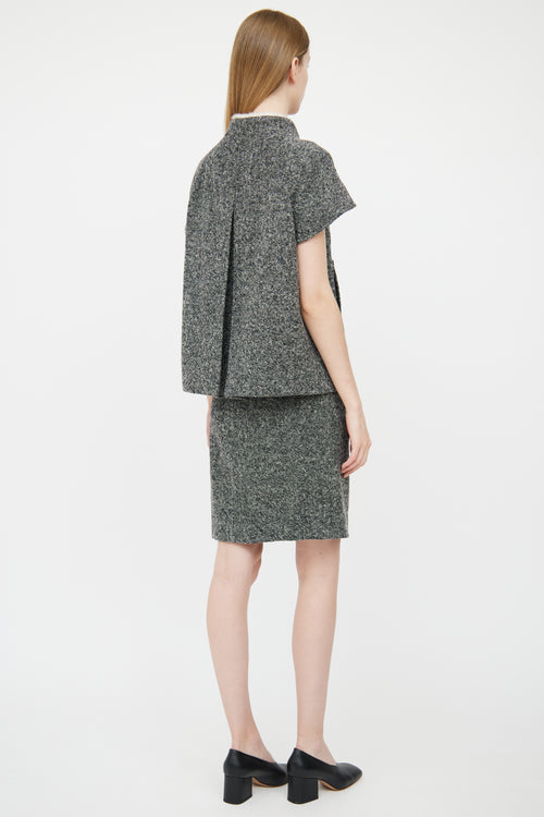 Prada Grey Melange Tweed Jacket 
Skirt Set