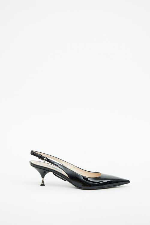 Prada Black Patent Slingback Heel