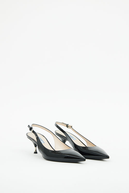 Prada Black Patent Slingback Heel