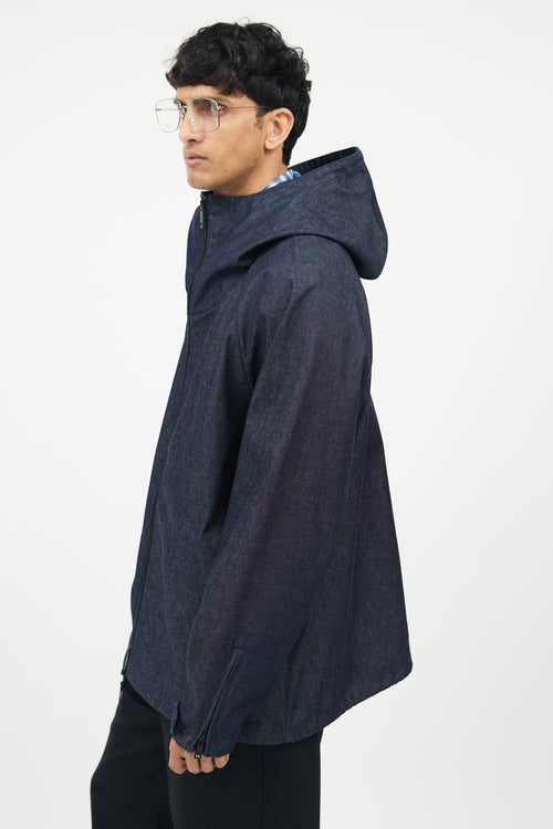 Prada Blue Denim Hooded Zip Jacket