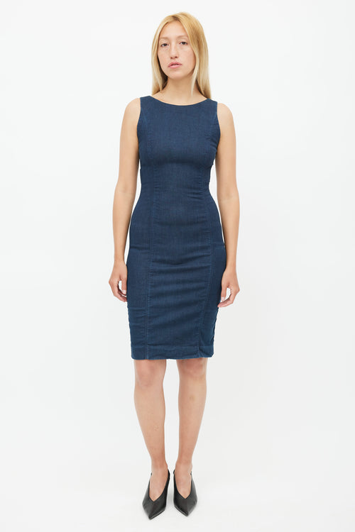 Prada Blue Denim Midi Dress