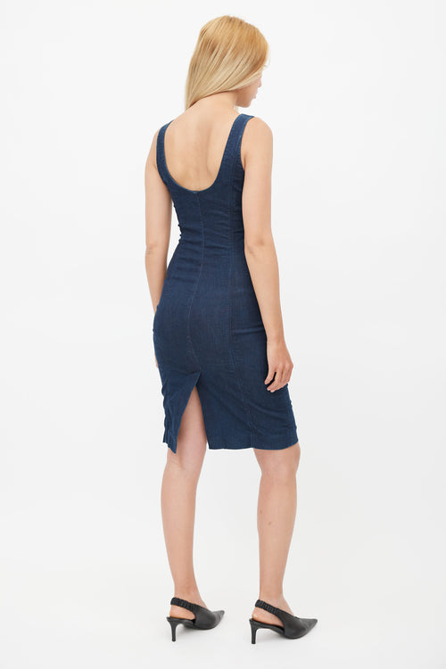 Prada Blue Denim Midi Dress