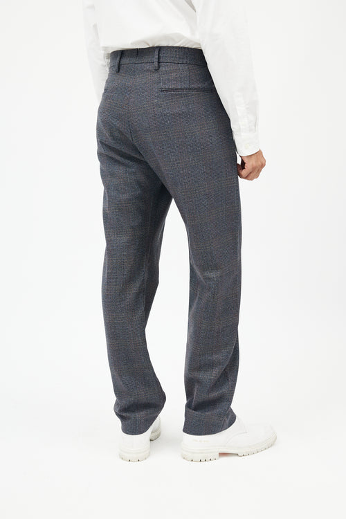 Prada Blue 
Grey Wool Plaid Trousers