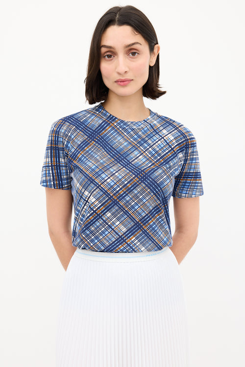 Prada Blue 
Multi Check T-Shirt