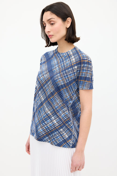 Prada Blue 
Multi Check T-Shirt