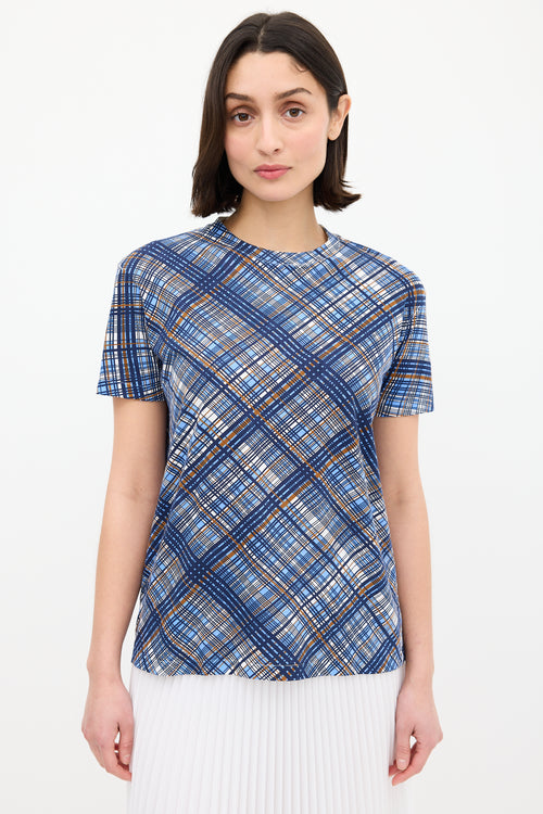 Prada Blue 
Multi Check T-Shirt