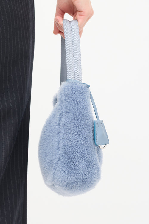 Prada Blue Shearling Mini Re-Edition 2000 Bag