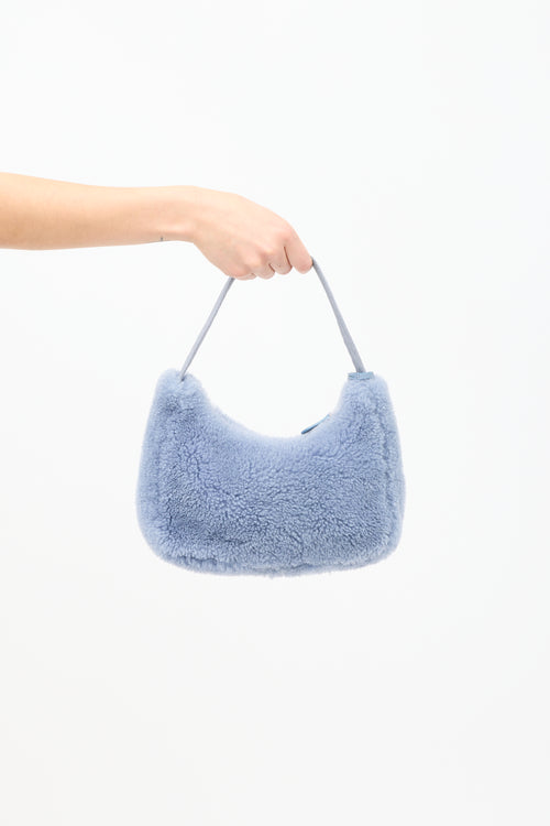 Prada Blue Shearling Mini Re-Edition 2000 Bag