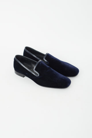 Prada Blue Velvet Square Toe Loafer