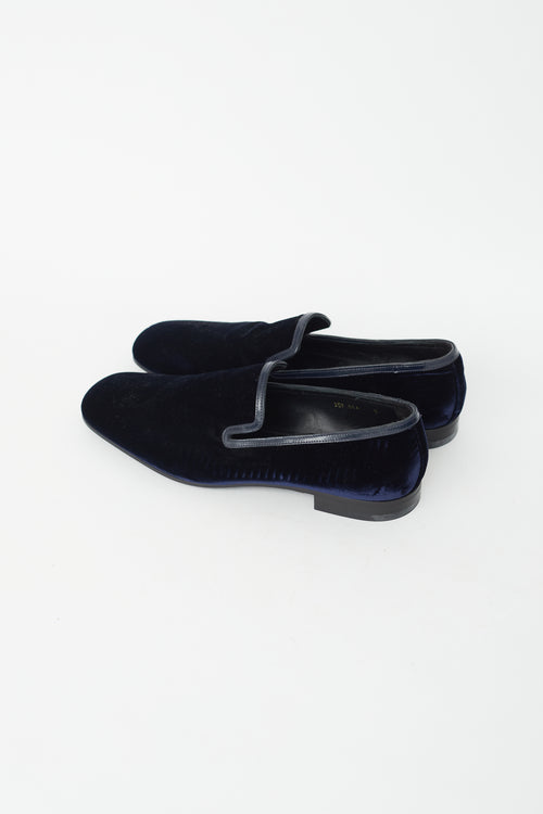 Prada Blue Velvet Square Toe Loafer