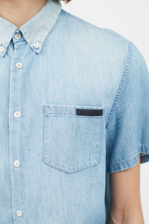 Prada Blue Washed Denim Shirt