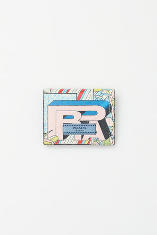 Prada Blue 
Multicolour Leather Comic Strip Wallet