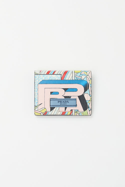 Prada Blue 
Multicolour Leather Comic Strip Wallet