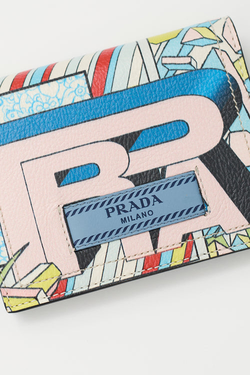 Prada Blue 
Multicolour Leather Comic Strip Wallet