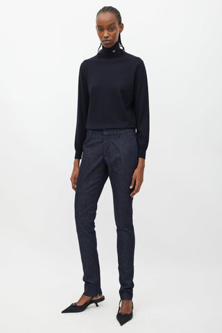 Prada Blue Tapered Zip Ankle Denim Trouser