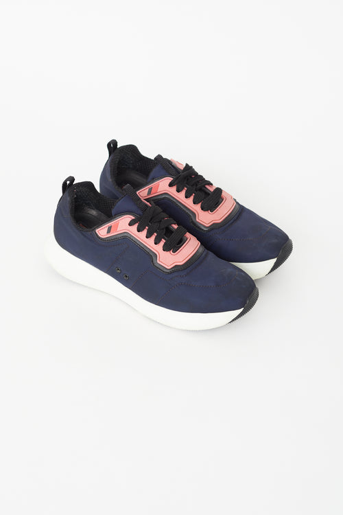 Prada Blue 
Pink Nylon Sneaker