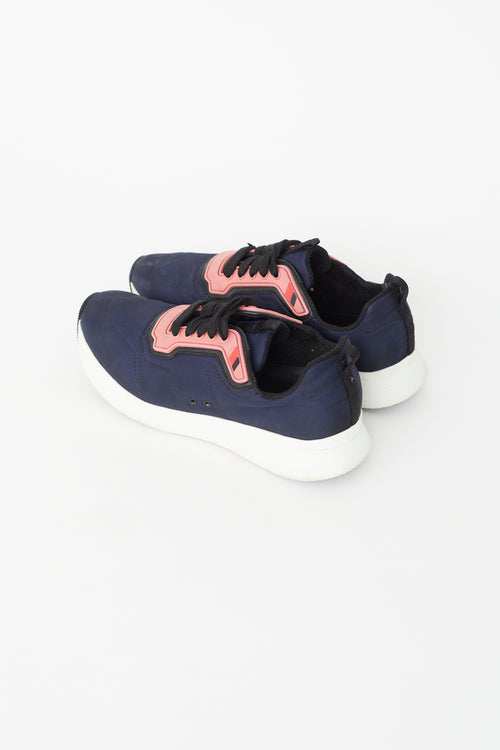 Prada Blue 
Pink Nylon Sneaker