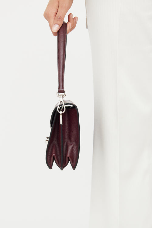 Prada Burgundy Saffiano Sound Two-Way Bag