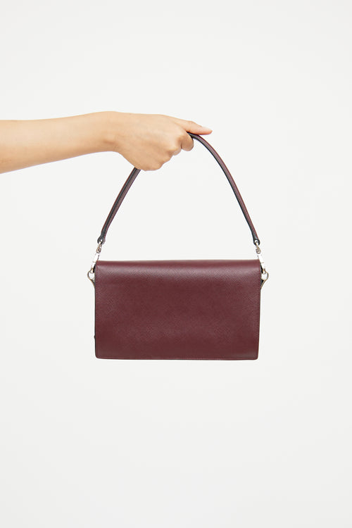 Prada Burgundy Saffiano Sound Two-Way Bag