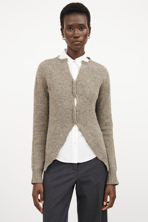 Prada Grey Wool Knit Split Sweater