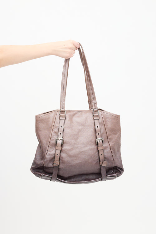 Prada Bronze 
Silver Ombré Leather Tote