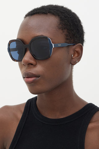 Prada Brown 
Blue SPR16U Circular Sunglasses