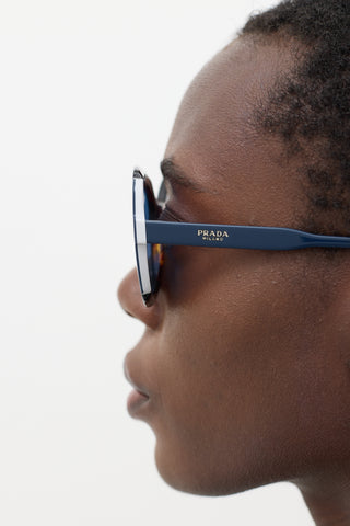 Prada Brown 
Blue SPR16U Circular Sunglasses