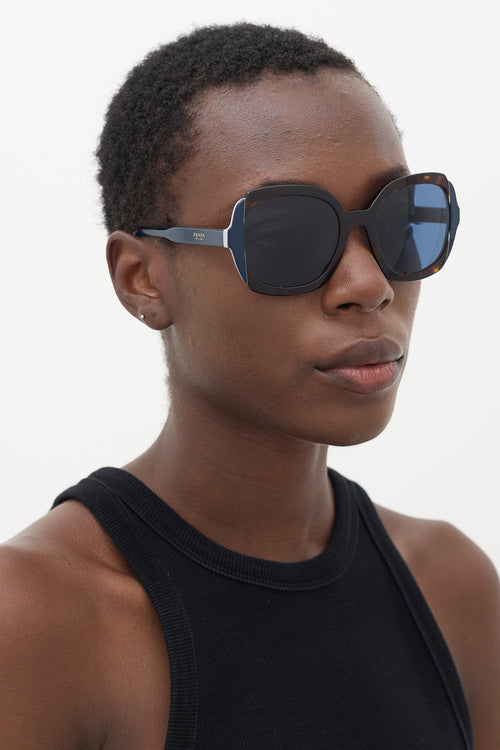 Prada Brown 
Blue SPR16U Circular Sunglasses