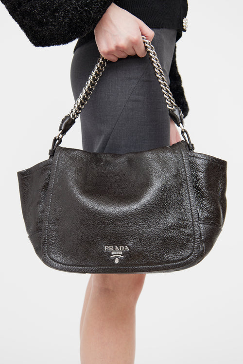 Prada Brown Cervo Lux Flap Chain Bag