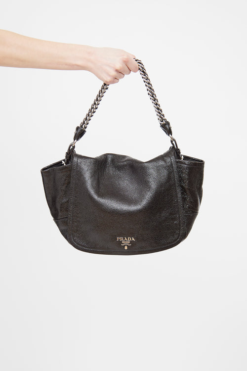 Prada Brown Cervo Lux Flap Chain Bag