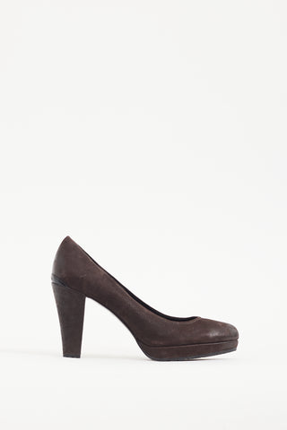 Prada Brown Distressed Leather Pump