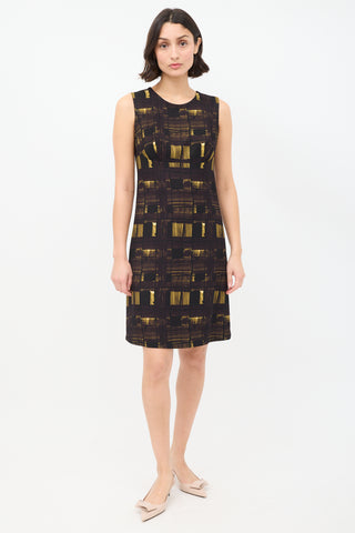 Prada FW 2010 Purple 
Yellow Printed Sheath Dress