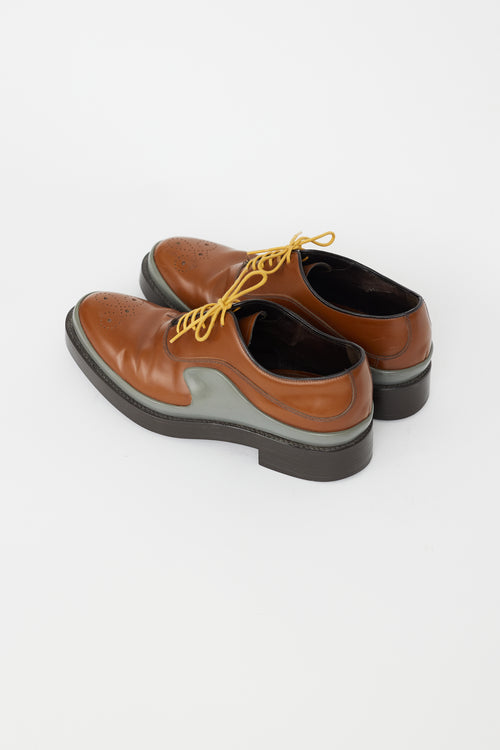 Prada Brown 
Grey Leather Oxford